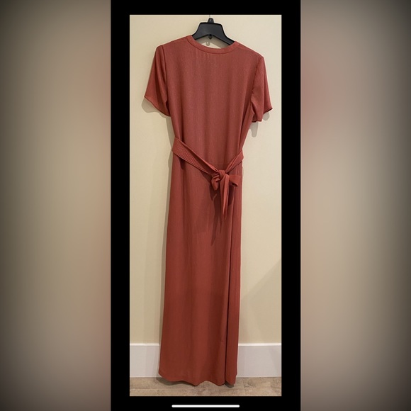 REISS UK Genie Long Maxi Shirt Dress in Augburn Orange - Picture 3 of 7